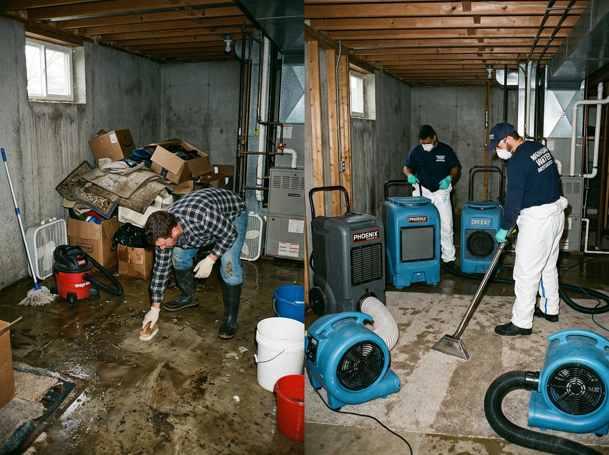 Differences Between DIY and Professional Flooded Basement Cleanup